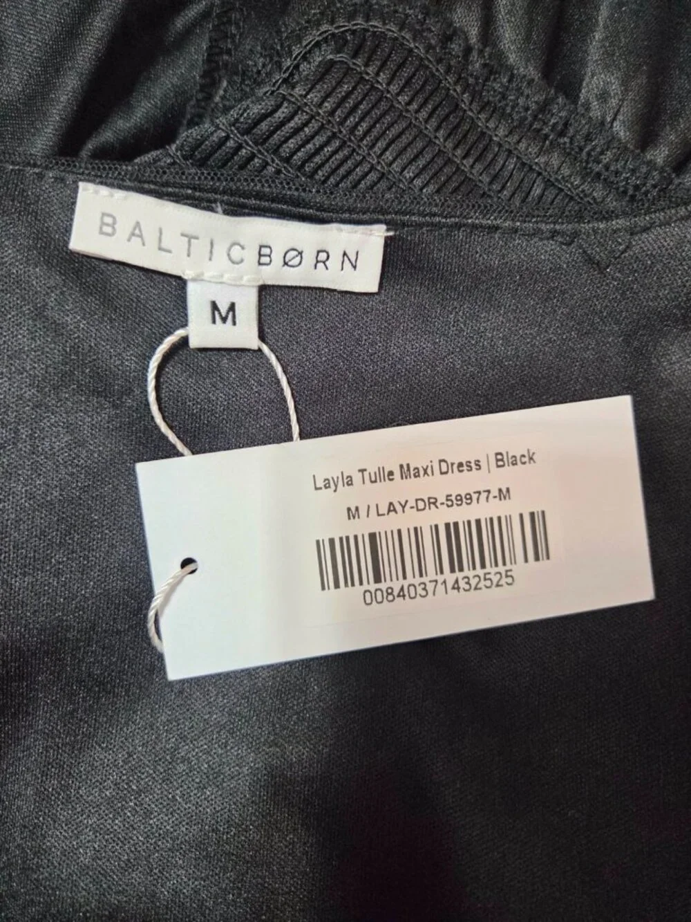 NEW Baltic Born Size Medium Black Tulle Maxi Dress Long Sleeve - Picture 12 of 14